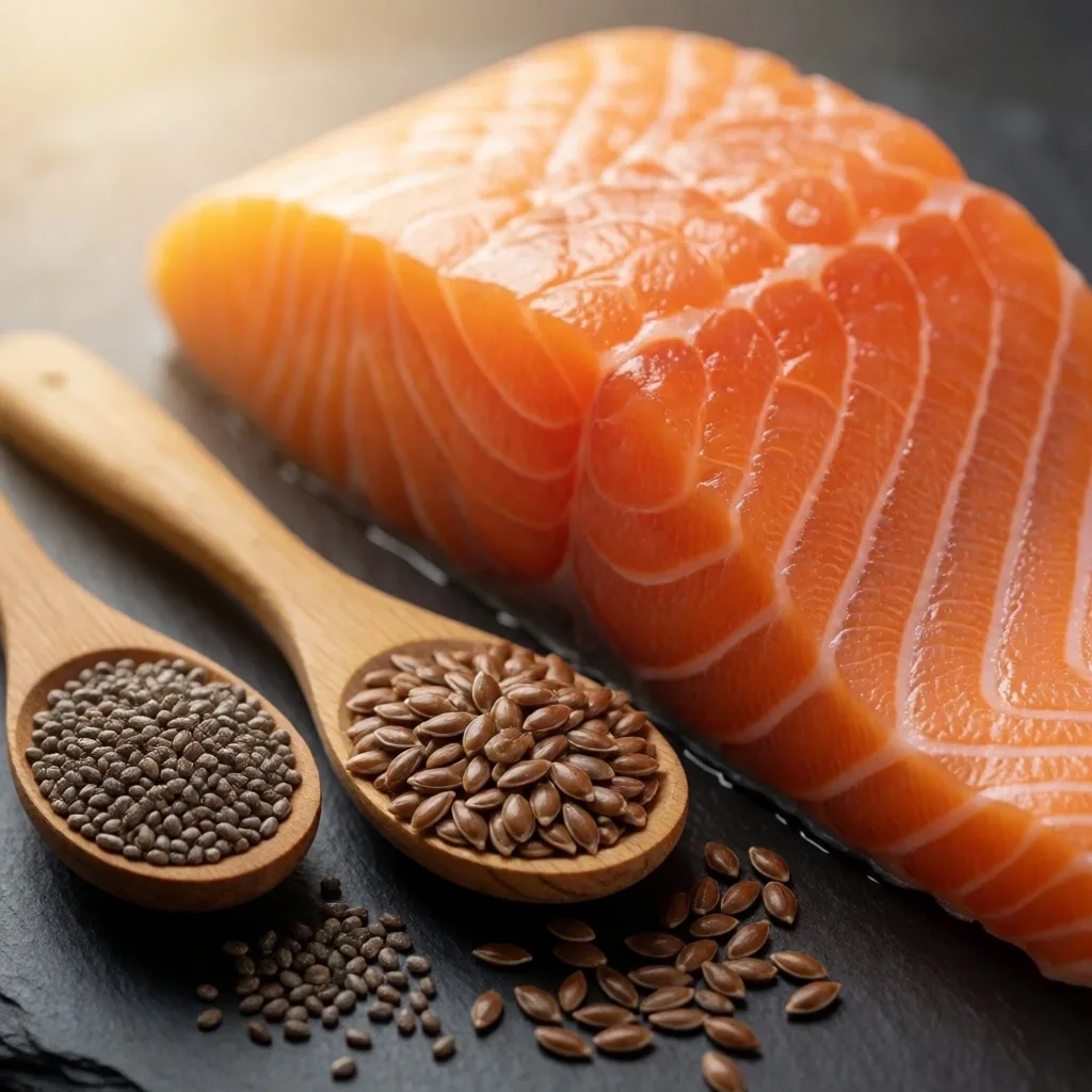 Salmón, chía y linaza como fuentes de omega-3