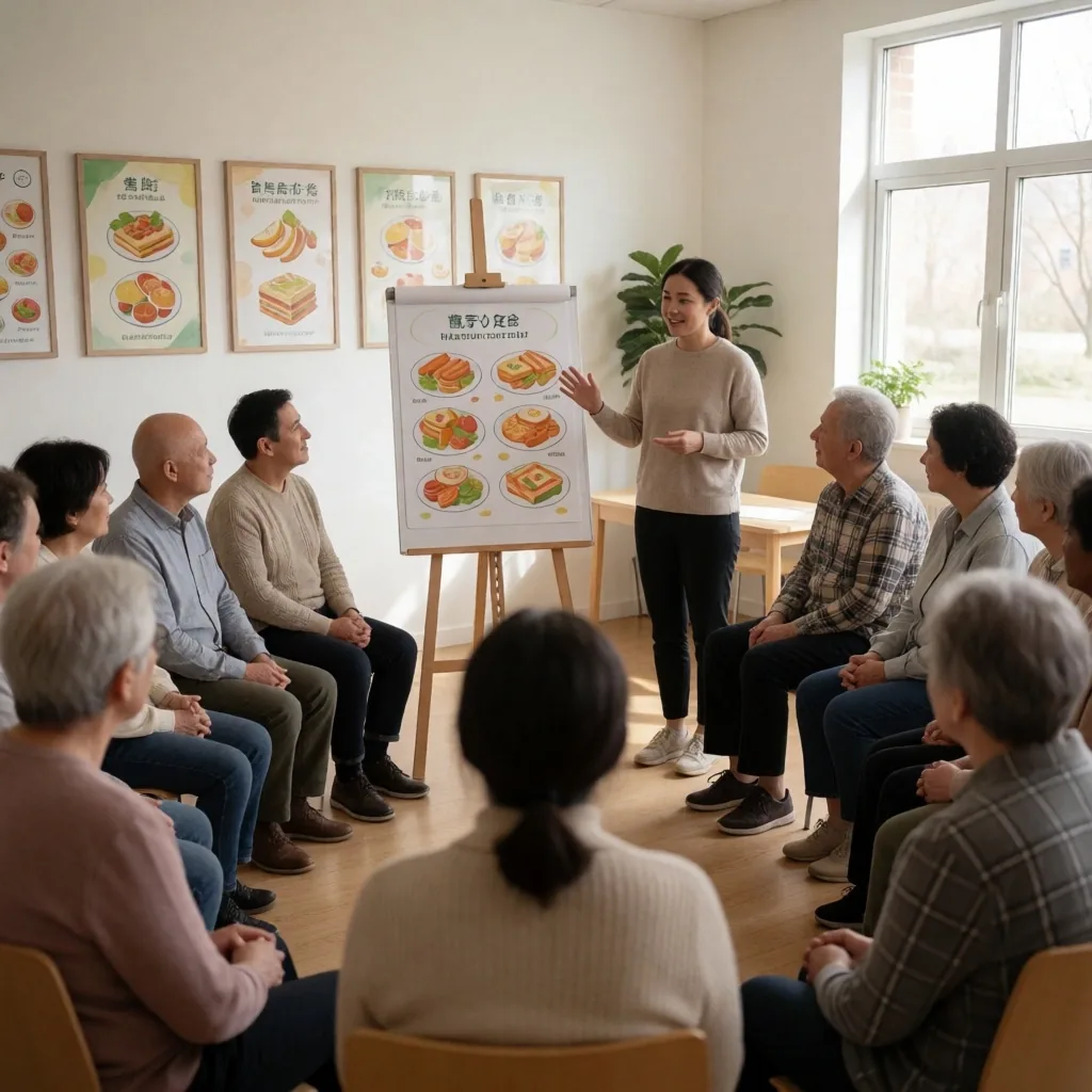 Charla informativa sobre nutrición visual en centro comunitario