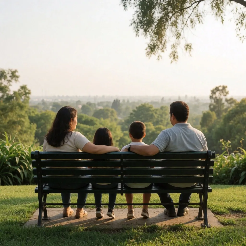 Familias descansando la vista al aire libre en un parque mexicano