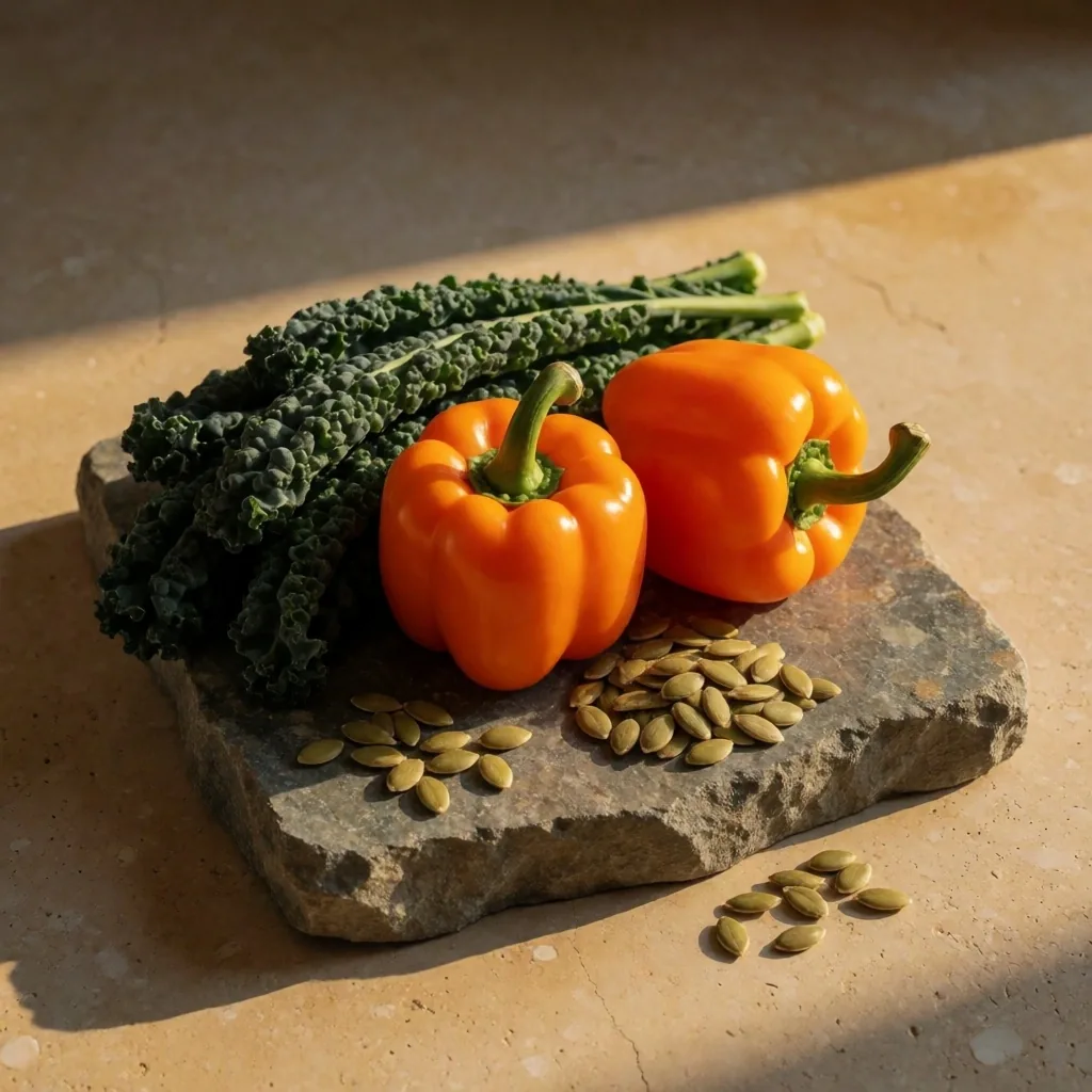 Ingredientes para la salud visual sobre piedra