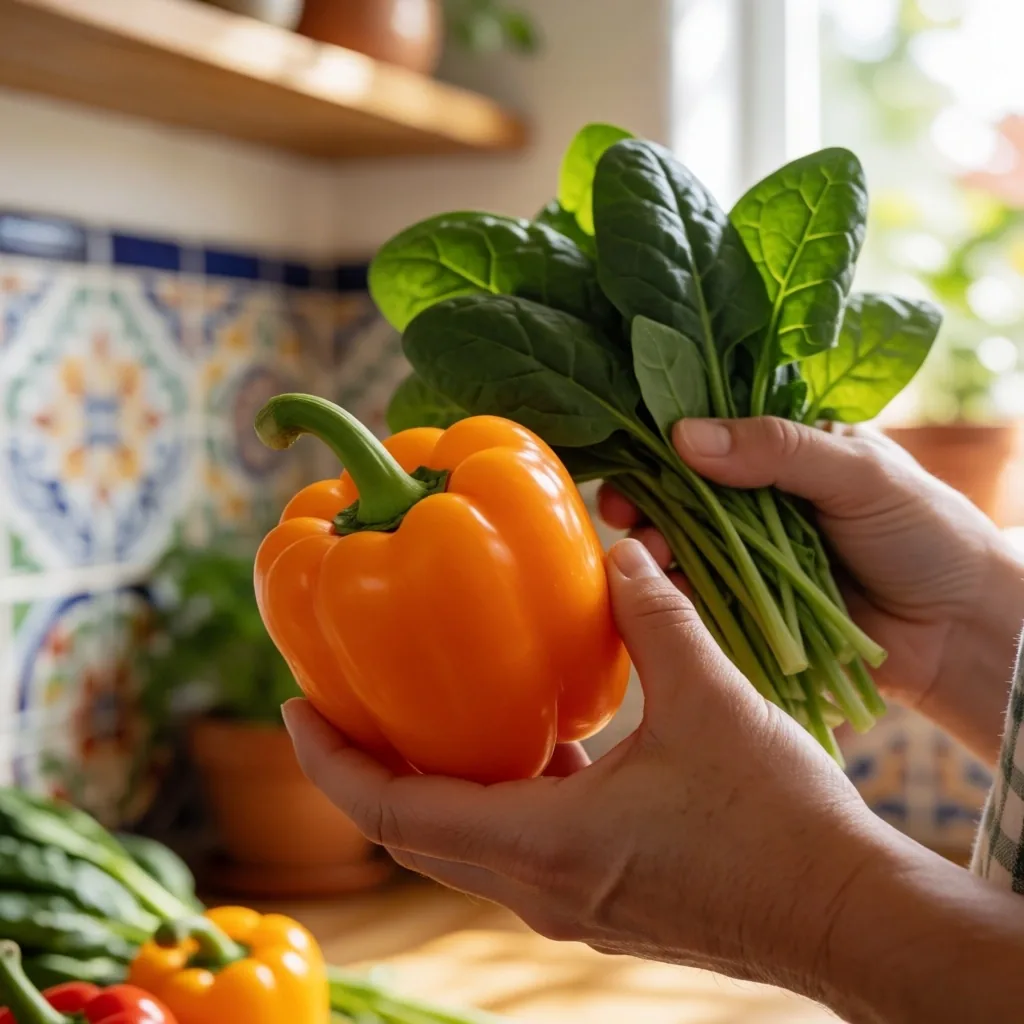Pimientos naranjas ricos en vitamina A para la salud visual